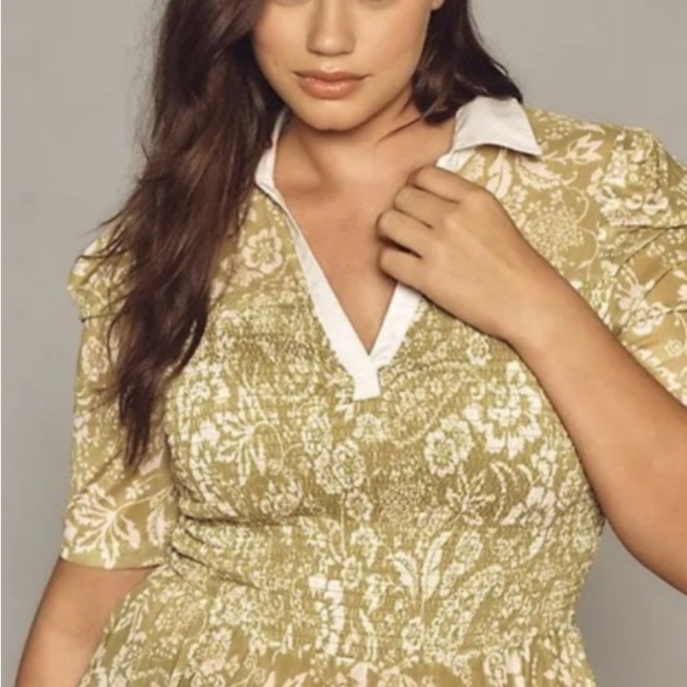 Maeve short-sleeve smocked polo top